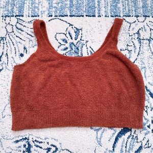 Brown teddy loungewear crop tank